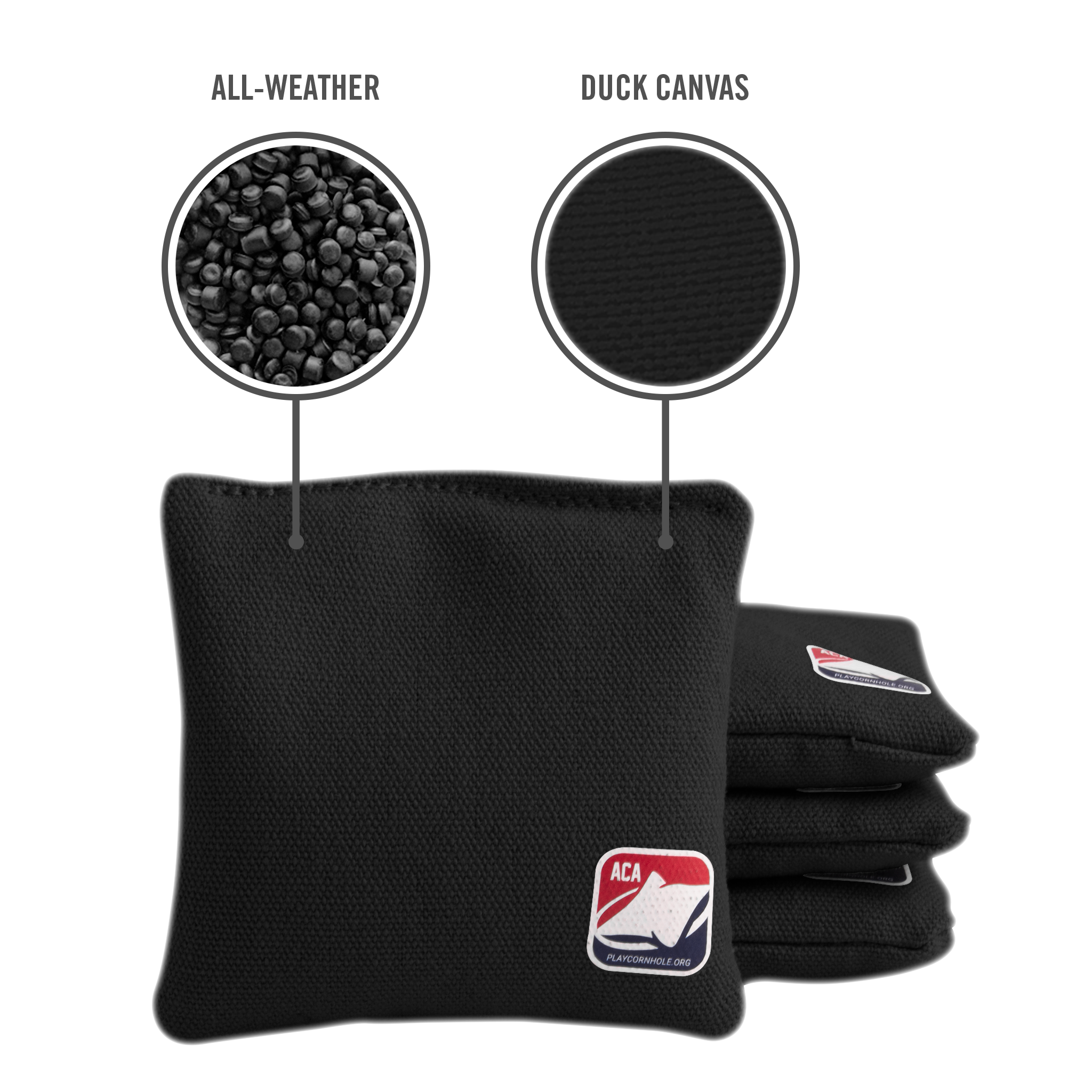 Black All Weather Cornhole Bags Official ACA Cornhole Bags