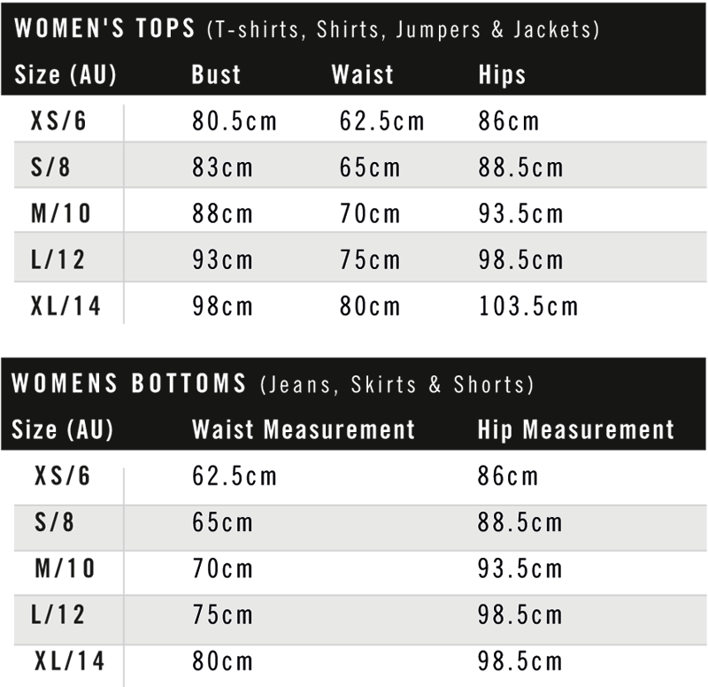 Mens Pants Size Chart Australia