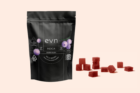 evn indica gummies next to a pouch