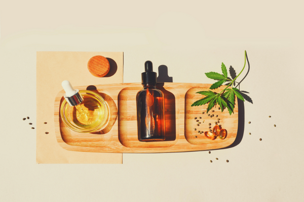 cbd products on wood