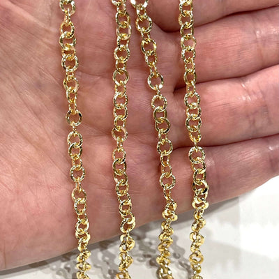 24kt Shiny Gold Plated Chain, 2mm Gold Chain With 3.5 Mm Balls
