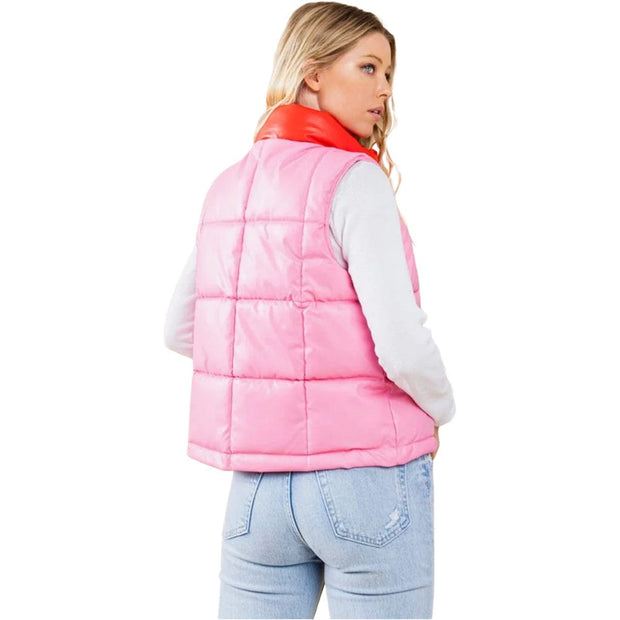 Oversized Puffer Vest | Teal Poppy