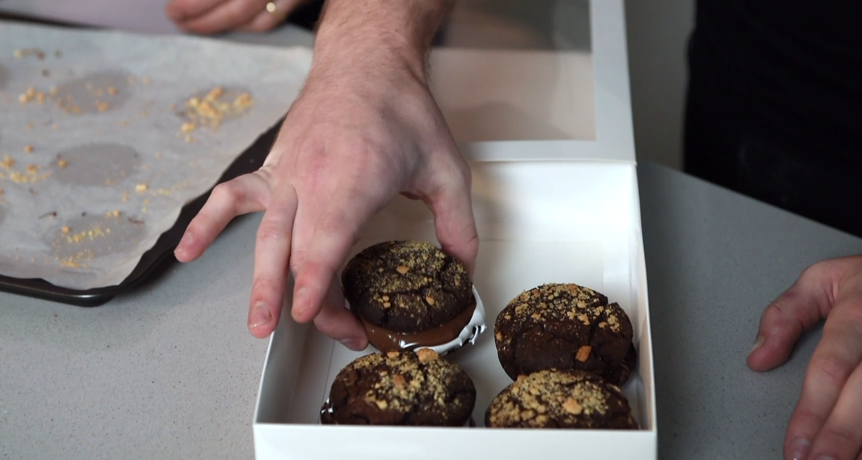 S'more Sandwich Cookies inside Large Cookie Box