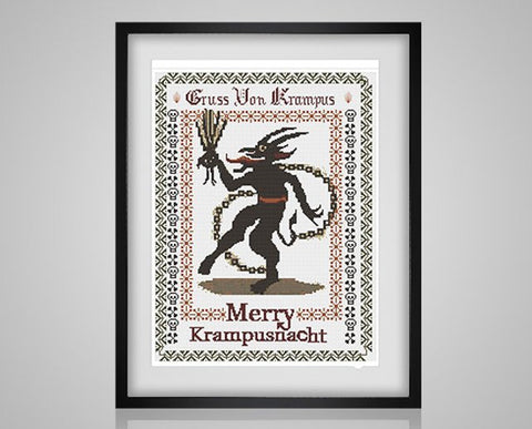 Krampus cross stitch pattern