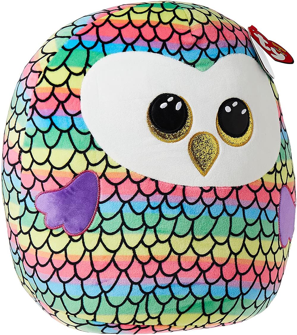 TY Owen Rainbow Color Owl Large Squish-A-Boo S&D Kids