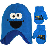 Sesame Street Boys 2-4T Cookie Monster Hat Mitten Set