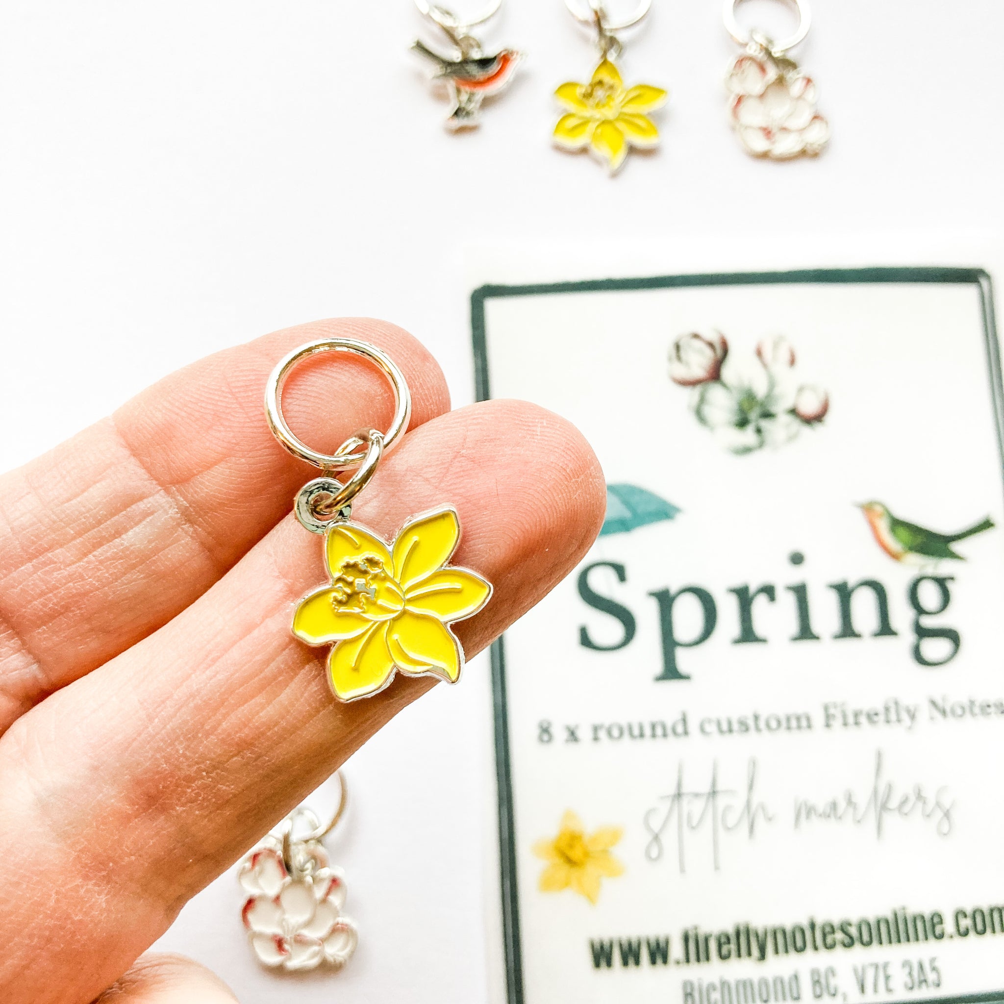 Summer stitch markers for knitting, Custom Firefly Notes stitch marker