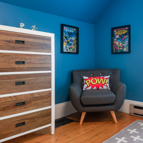 boo & rook superhero big boy room theme, children's interiors nursery design e-design