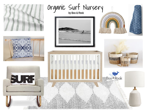 boo and rook children's interior studio, nursery decor, organic surf theme nursery design, edesign, moodboard