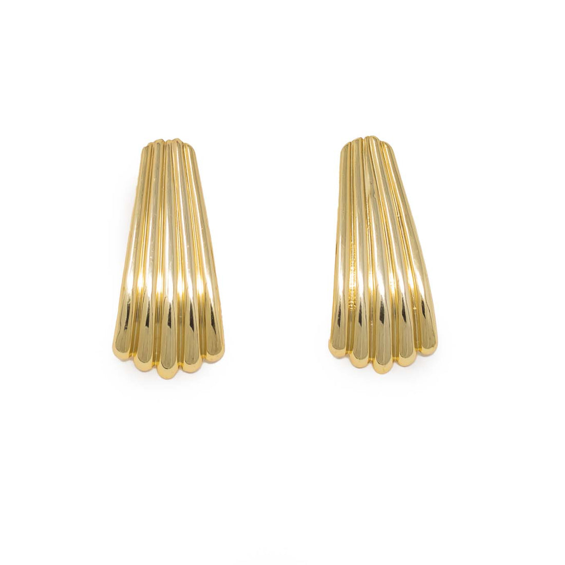 Gold Faux Leather Fishhook Earrings by Madison Tyler Italy