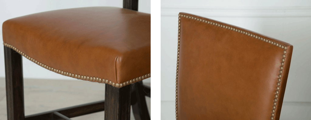 Leather chair with upholstery nail finish