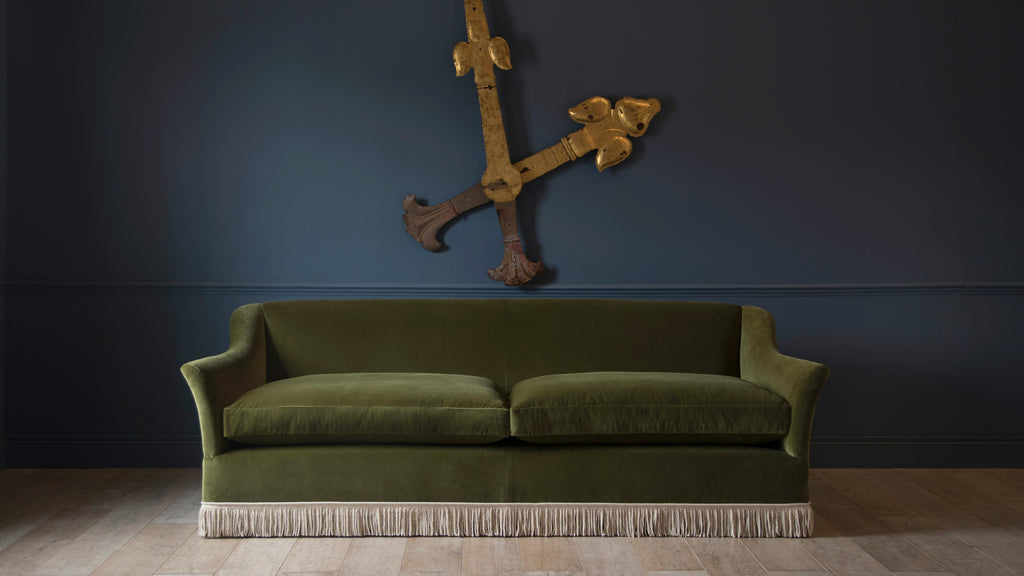 The Elmstead sofa with an elegant contrasting cream coloured fringe
