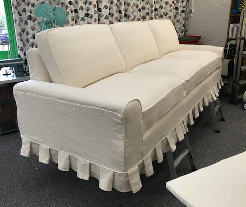 Pleated skirt on a bespoke sofa