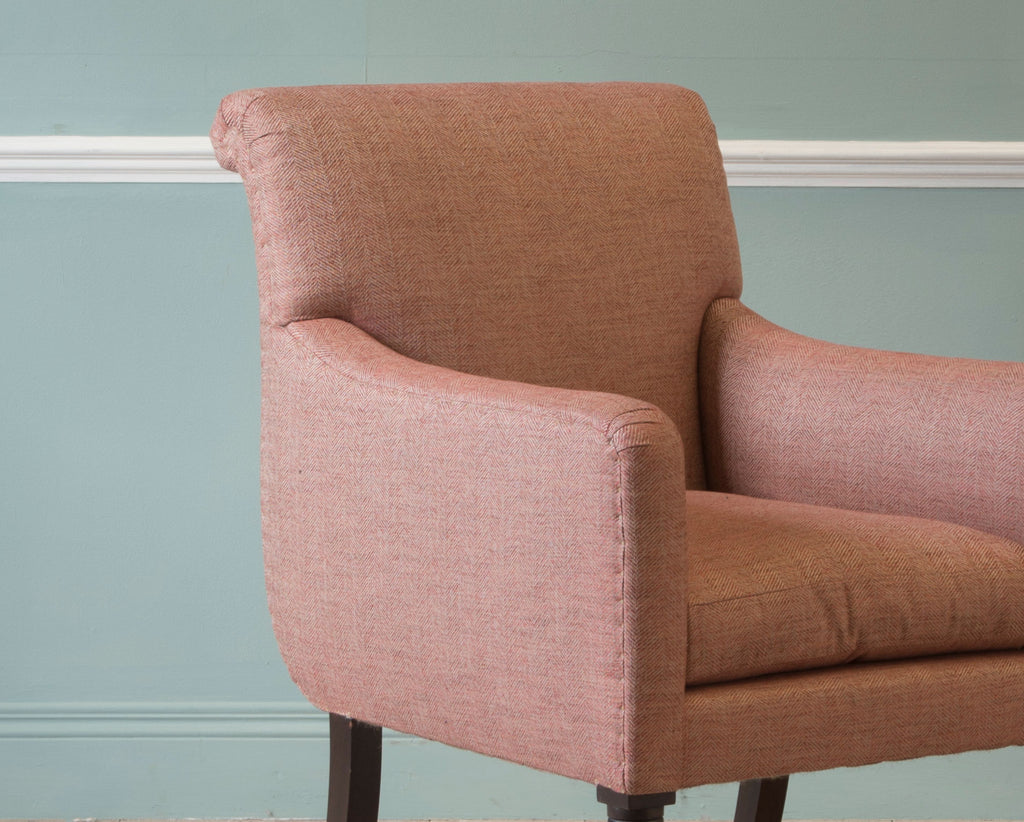 The Hanover Armchair finished with gimp pins along the arm face edges