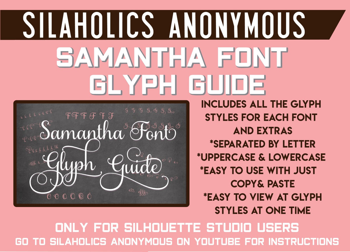 samantha upright font glyphs
