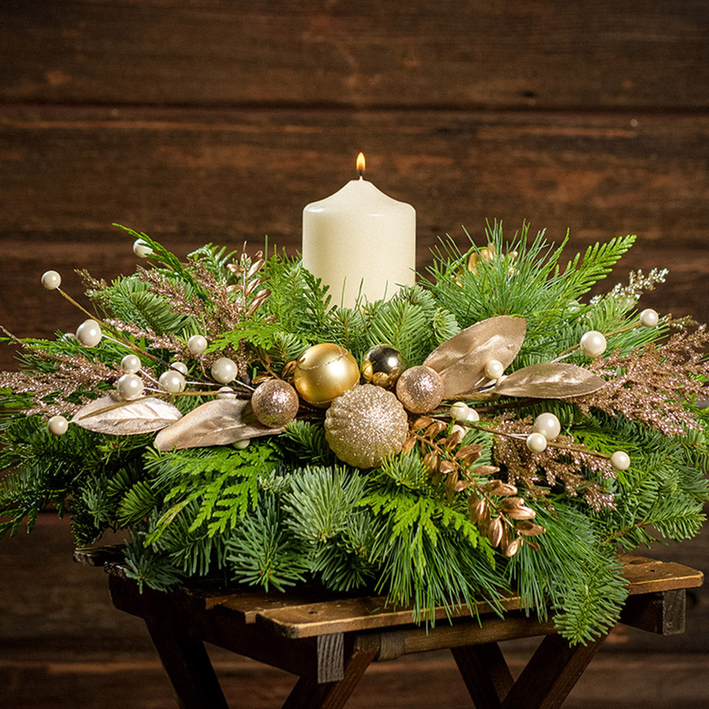 Wood Round, Pinecone, Candle Centerpieces