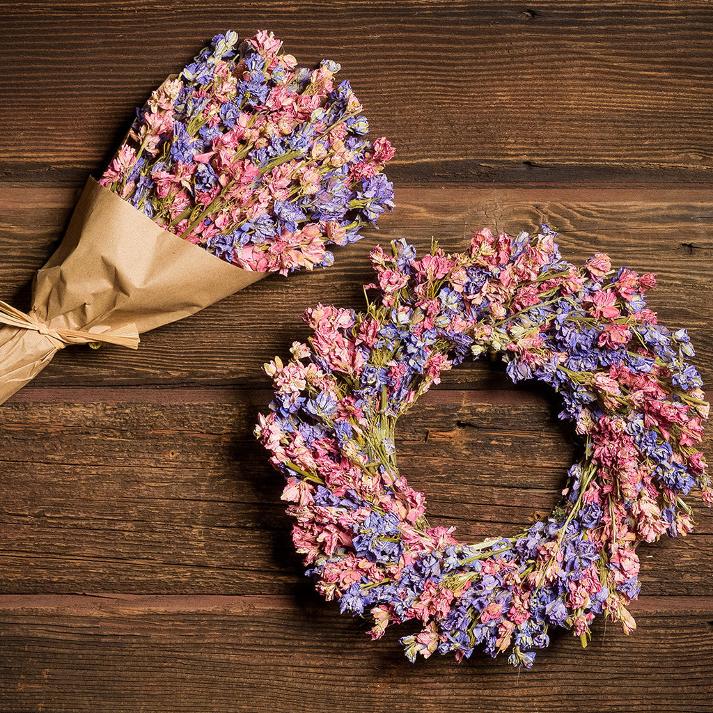 Dried Flower Bunch-Larkspur Pink