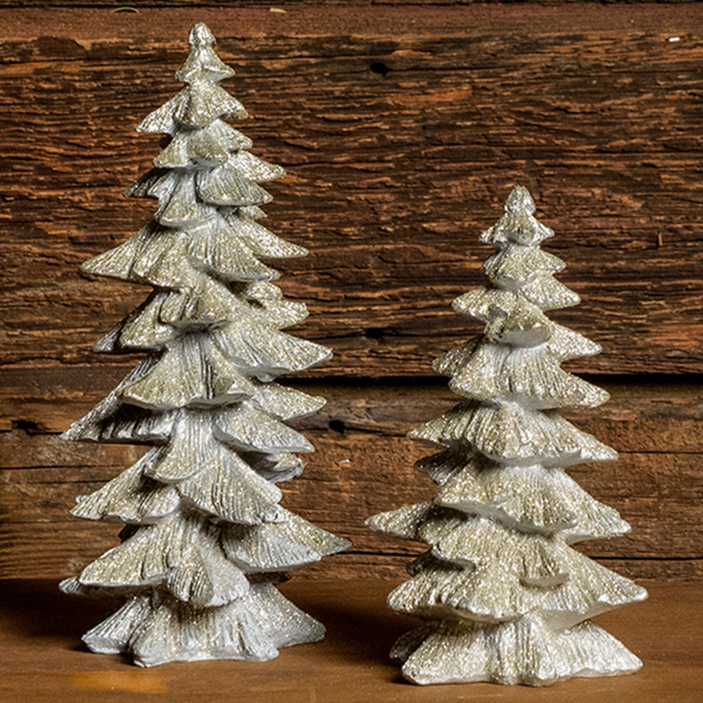 Juniper Glass Trees, Silver, Set of 3, Decor, Decorative Accessories