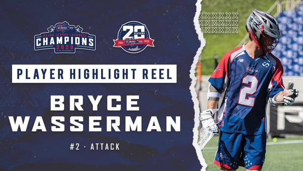 Graphic showing Bryce Wasserman playing professional lacrosse for the Cannons Lacrosse Club during the MLL Championship.