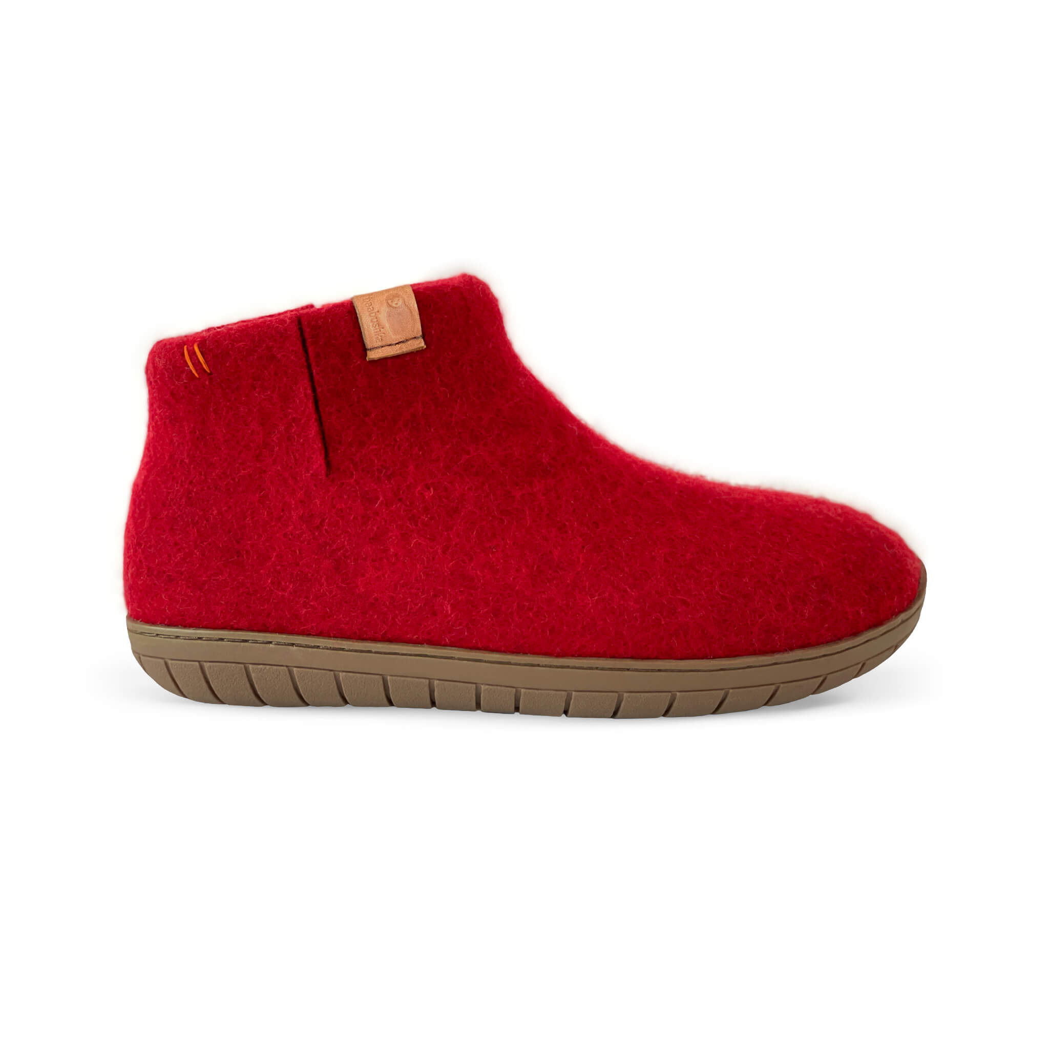 Wool Bootie with Rubber Sole and Arch Support - Red – Baabushka