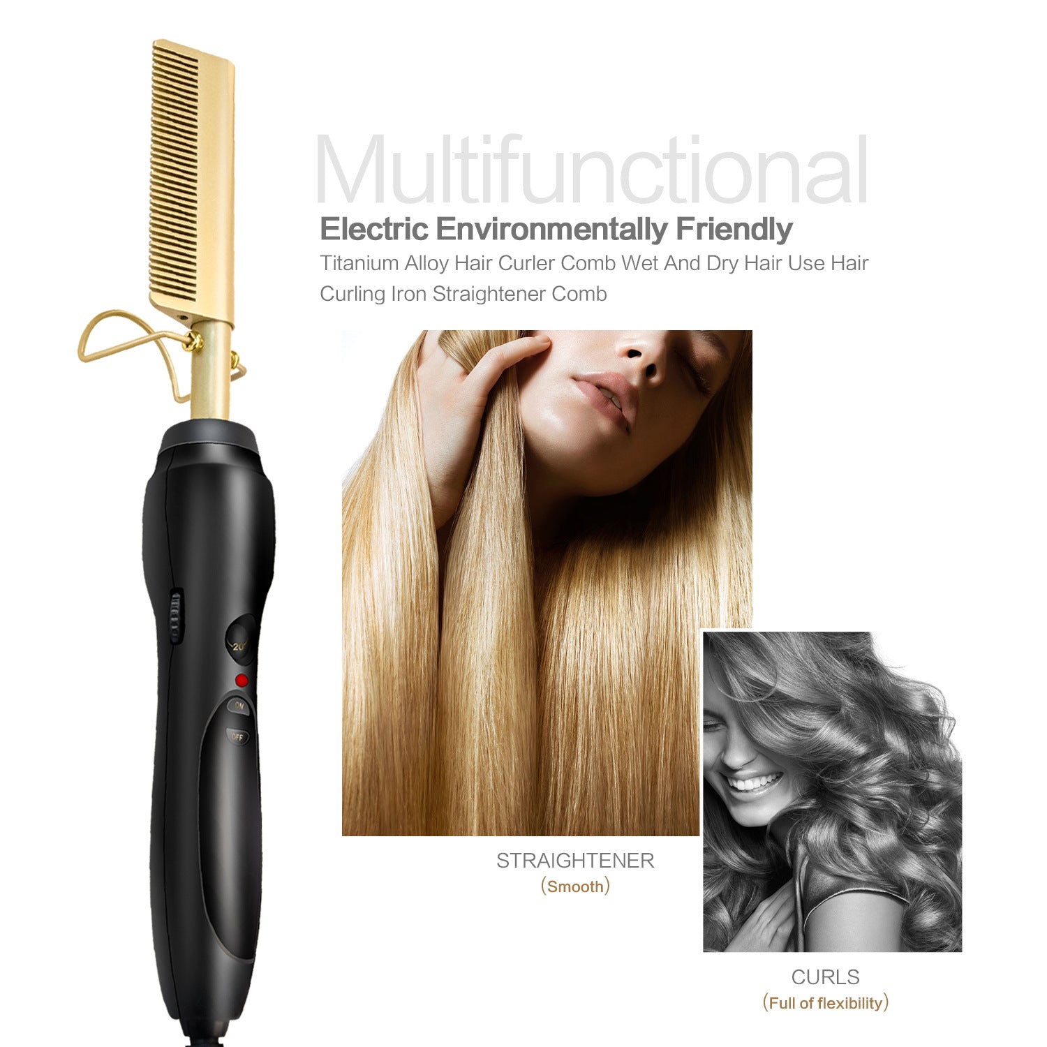 titanium plus hair straightener brush and iron