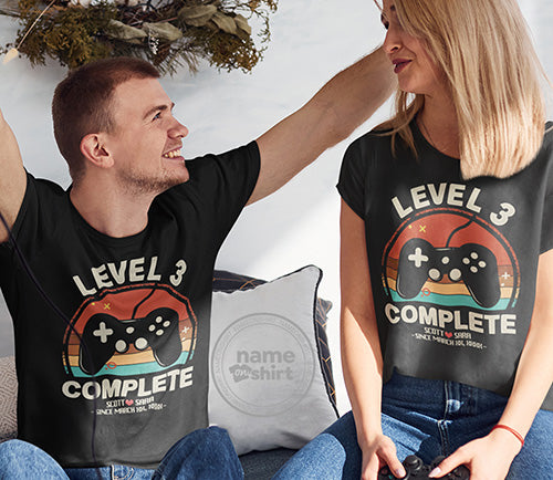 Personalized 3 Year Anniversary Gamer Level T-Shirt