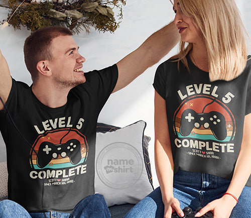Personalized 5 year Anniversary Gamer Level T-Shirt