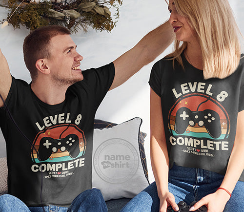 Personalized 8th Anniversary Gamer Level T-Shirt