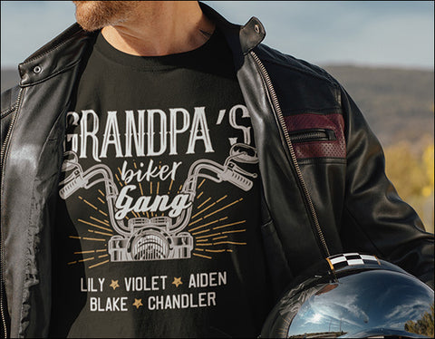 Personalized Biker Grandpa and Dad Motorcycle  T-Shirt