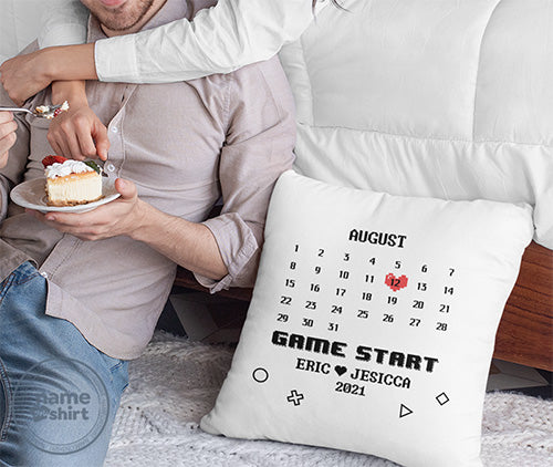 Gamer Wedding Date Game Theme Throw Pillow