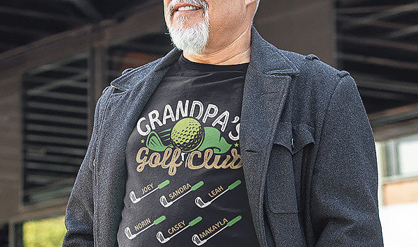 Grandpa Golf Club Personalized T-Shirt with grandkids Name