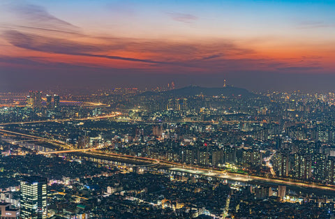 Downtown view of Seoul city in South Korea 