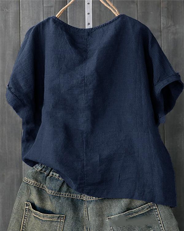 Crew Neck Printed Short Sleeve Plus Size Shirt – narachic