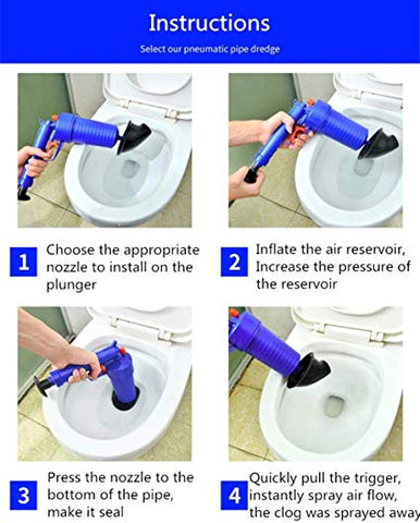 Sleek Home Air Plunger Drain Clog Remover High-Pressure Air Toilet Plunger  & Drain Unclogger- Drain Cleaner & Hair Clog Remover Air Blaster (ABS)