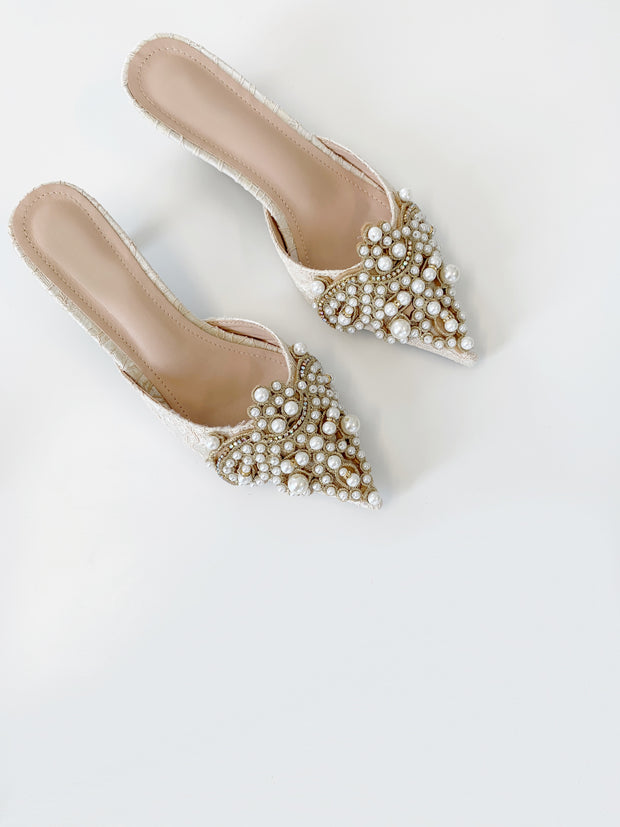 embellished kitten heel shoes