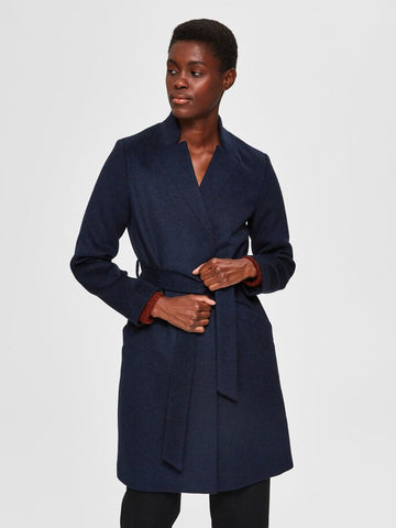 Navy belted coat