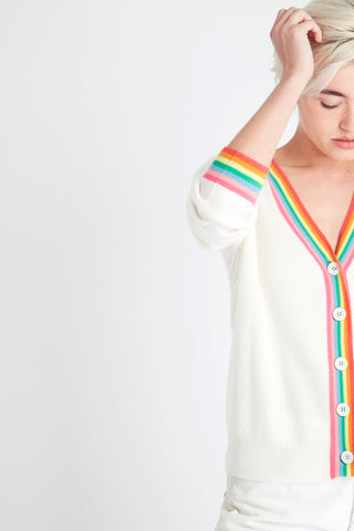 Jumper 1234 Cashmere Rainbow Trim Cardigan