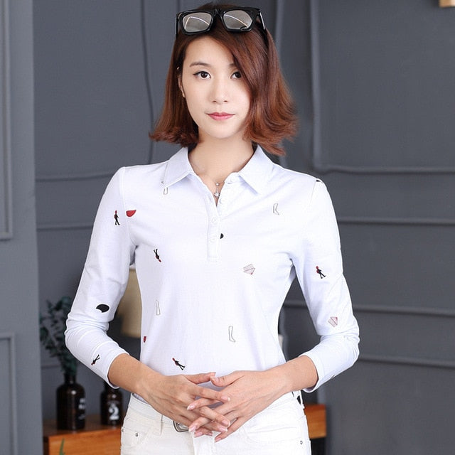 women's plus size white polo shirt