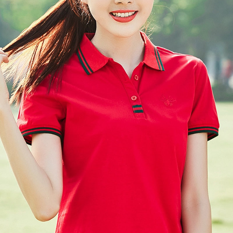 women's solid color polo shirts