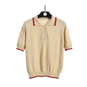 knitted polo shirt womens