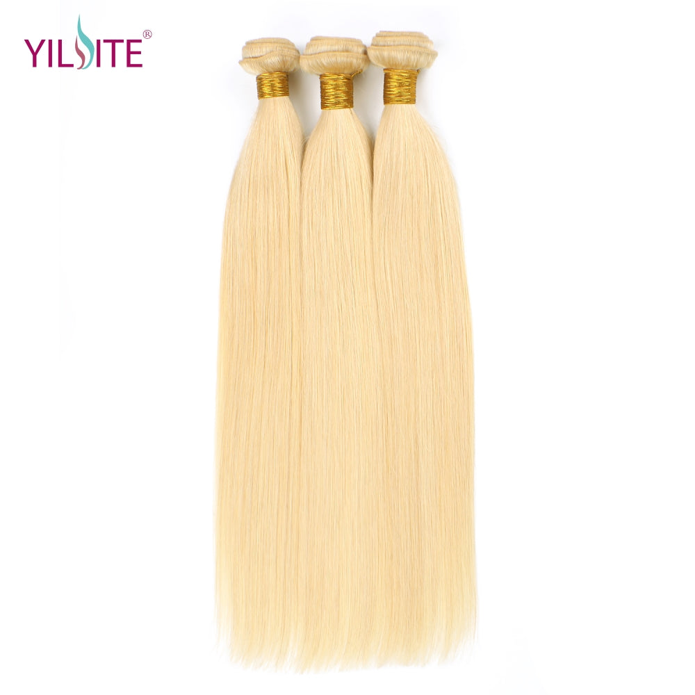 Yilite 613 Blonde Human Straight Hair Bundles 1 Pcs Honey Blonde