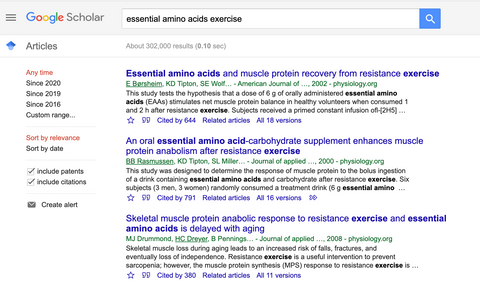 Research on the effects of EAA supplements