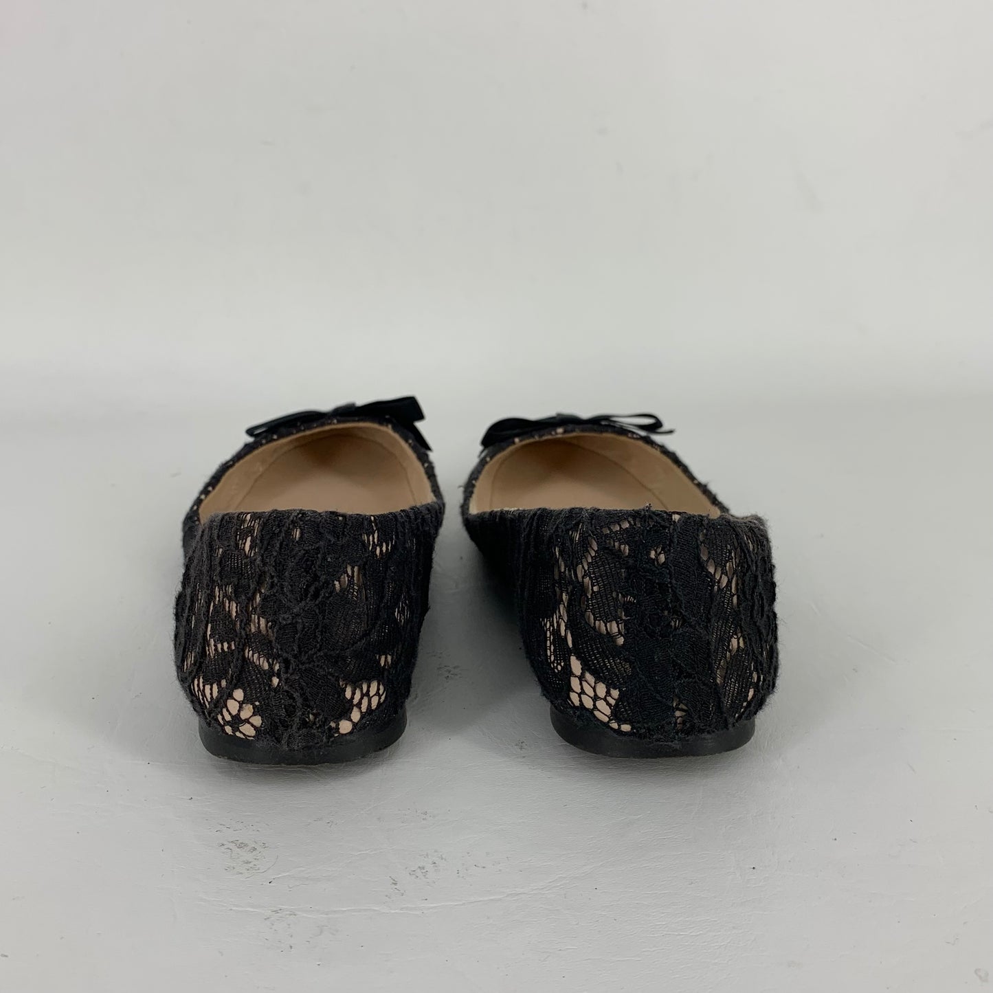 Authentic Dolce & Gabbana Black Lace Bow Flats Sz 36