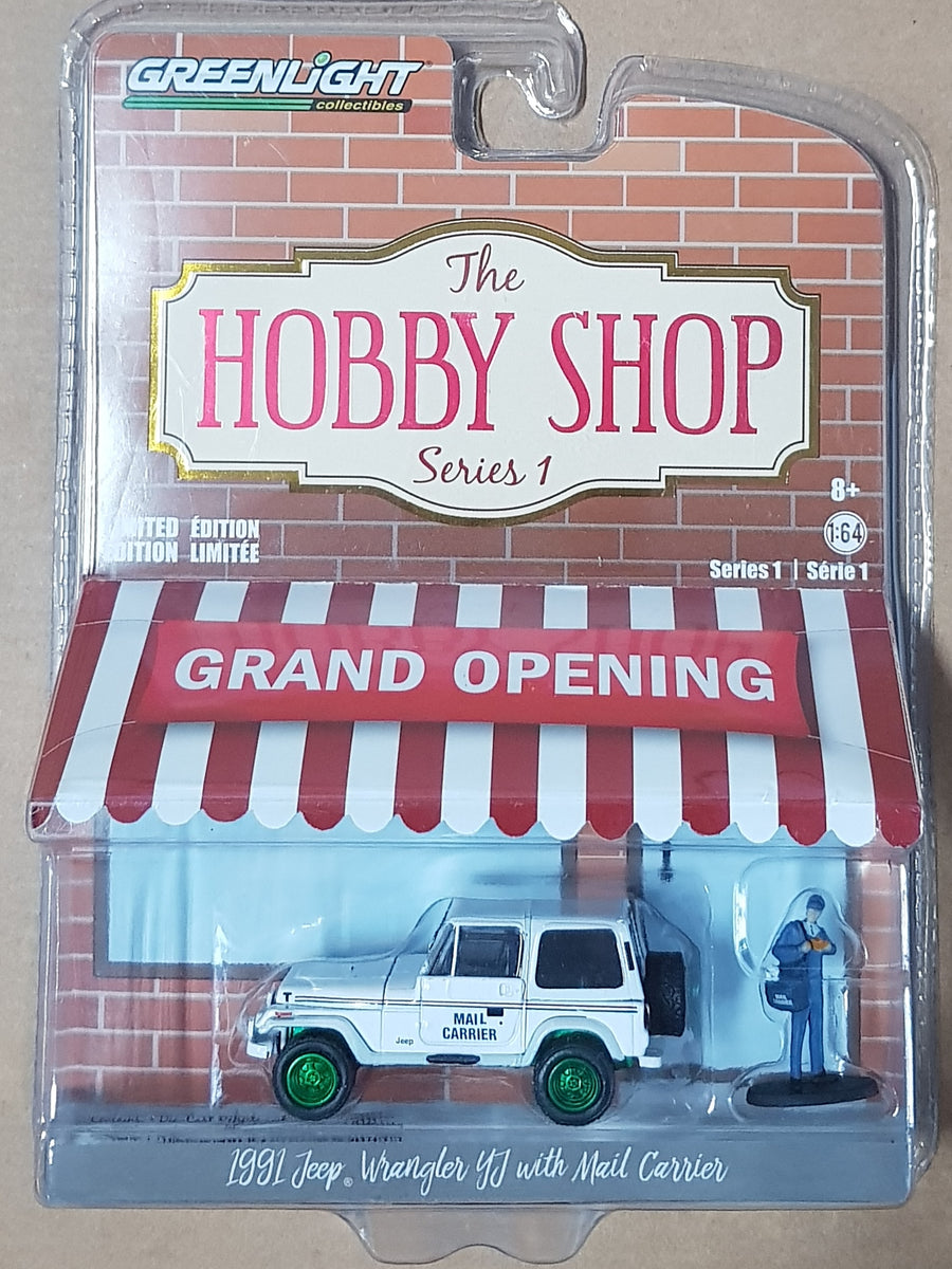 1:64 ☆Chase☆ Greenlight Hobby Shop Series 1 - Jeep Wrangler w Mail Car –  toyznetwork