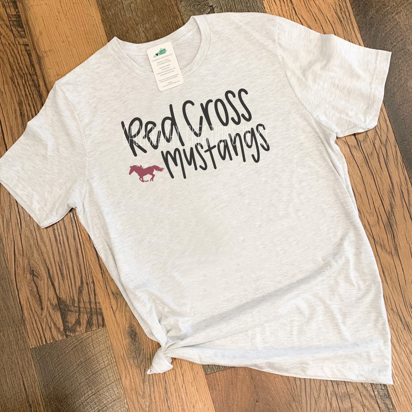 Hand-Lettered Red Cross Mustangs Tee