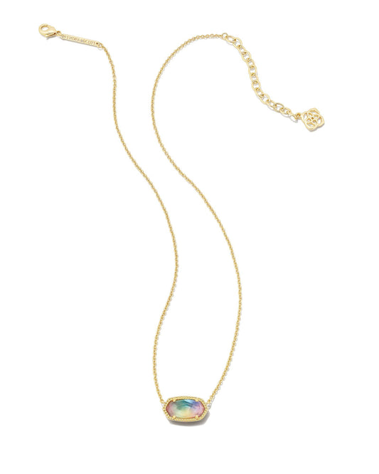 Elisa Gold Pendant Necklace in Navy Abalone