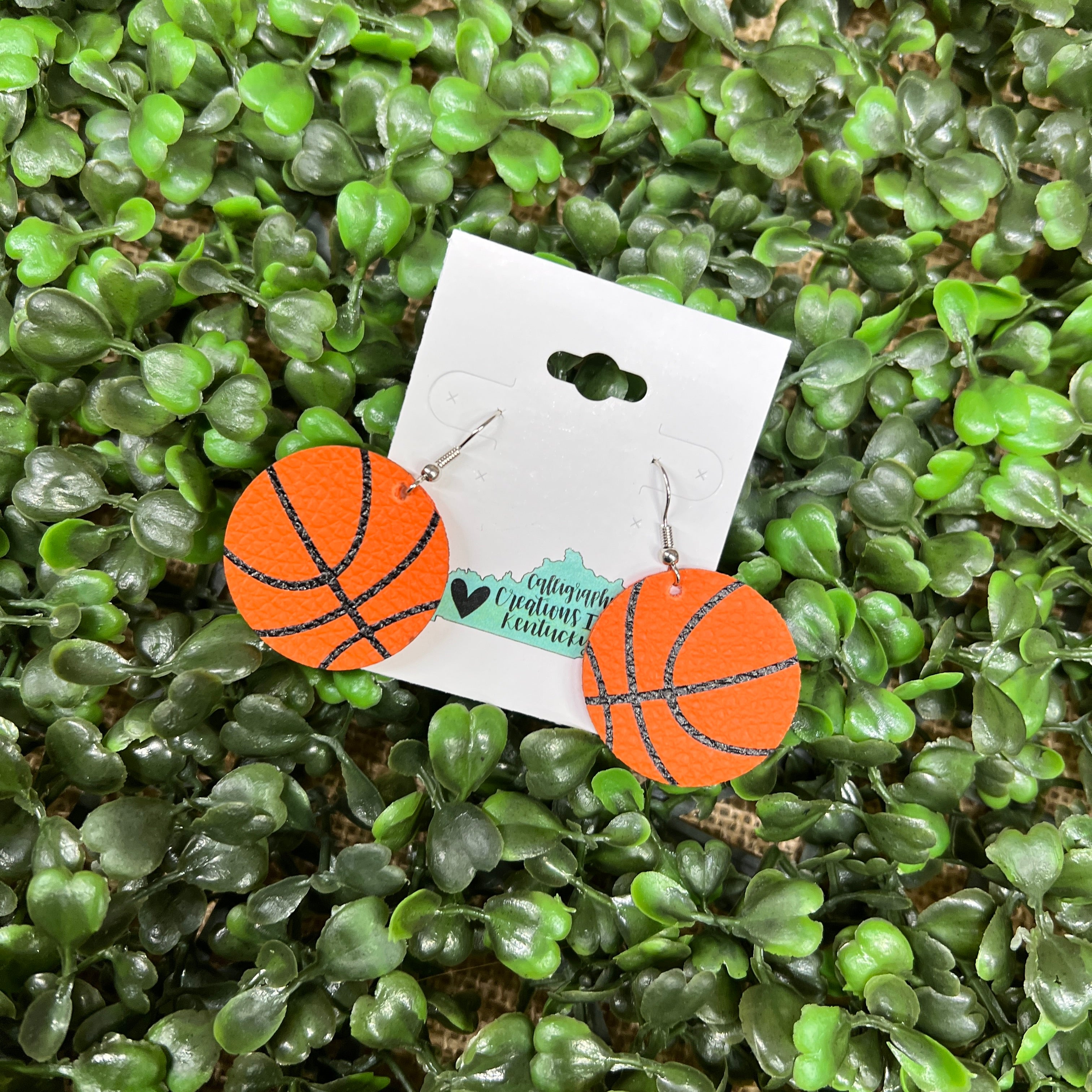 basketball leather earrings