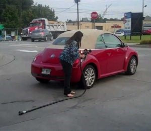 At the pump