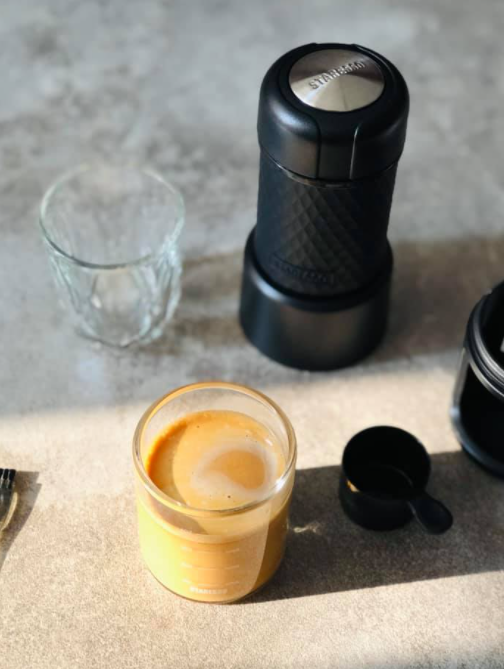 STARESSO™ Portable Espresso Maker Machine For Traveling, Picnic, Camping & Hiking Version 2021 Black And White