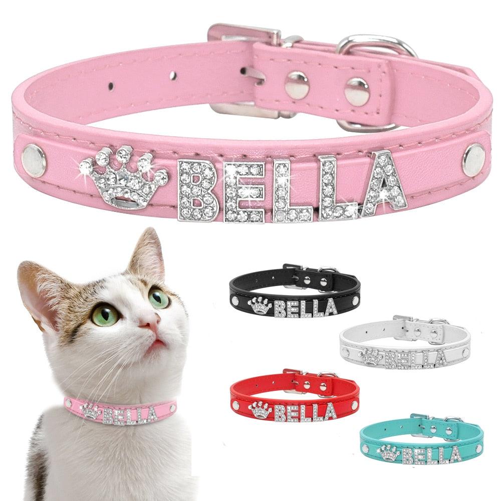 pink rhinestone cat collar